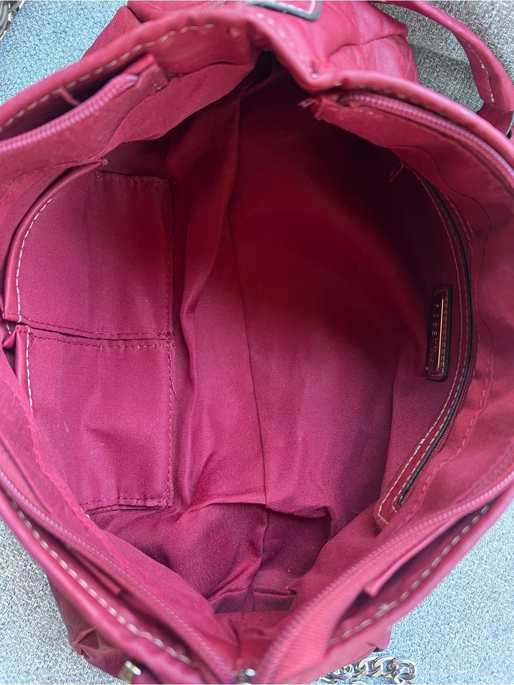 Rosetti Shoulder Bag New Burgundy Magenta Faux Leather Purse Silver Chain Strap - Picture 8 of 8